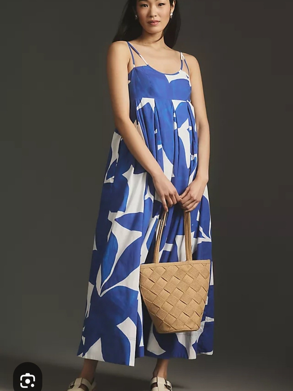 Anthropologie Blue & White Sleeveless Maxi Dress